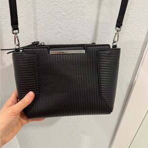 Calvin Klein Black Ribbed Faux Leather Crossbody